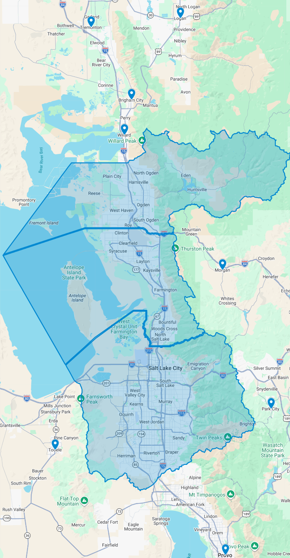Mountain West Hydro Jetting drain, sewer, and plumbing-line service area map preview